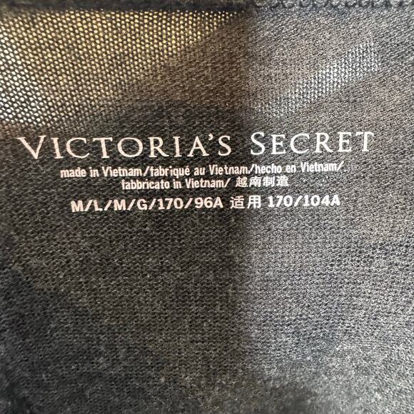 Victoria's Secret Wrap Robe M/L Charcoal Gray Lace Trim Belted - Picture 5 of 8